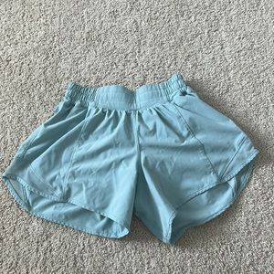 Blue ish Green Lululemon Hotty Hot Shorts, Size 2, Inseam 4 inch, Good as new